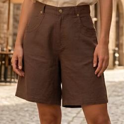 MAYFLOWER SE1106 Bermuda en lin pour femme l &eacute;l&eacute;gance naturelle et fra&icirc;che