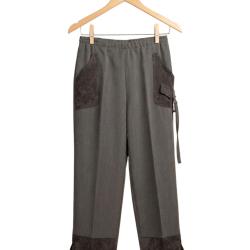 Pantacourt Bi-Mati&egrave;re Gris Femme Stretch - Chic & Confort 2