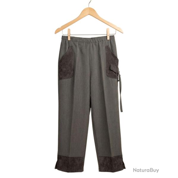 Pantacourt Bi-Mati�re Gris Femme Stretch - Chic & Confort 2