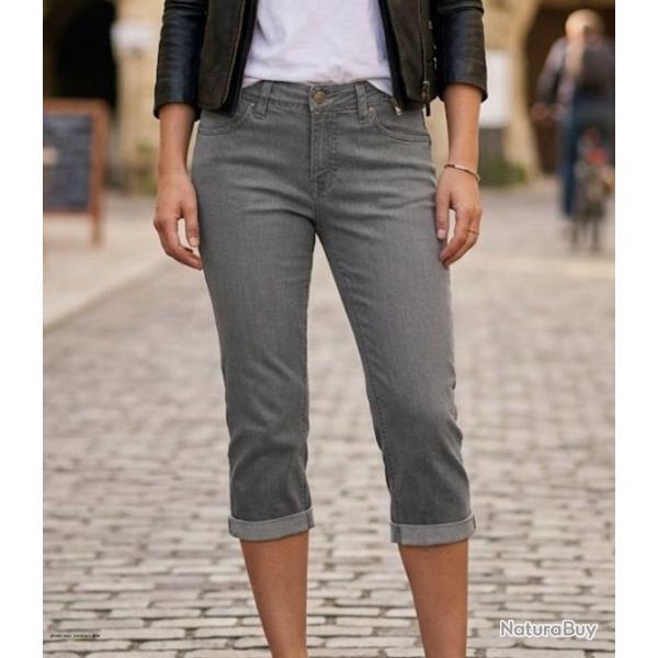 MAYFLOWER 110076U001 Pantacourt 5 poches pour femme le confort du denim stretch gris double stone
