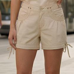 AXXANO AE1162S Short femme en coton beige sable avec cordon de serrage