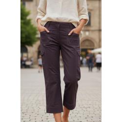 Pantacourt Femme Coton Stretch Raisin AXXANO Confort Style