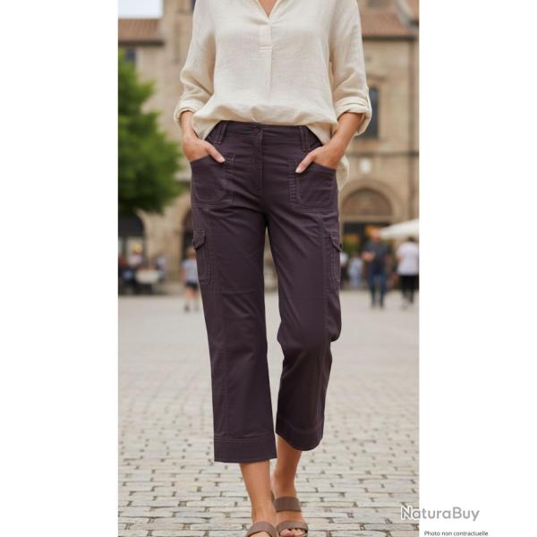 Pantacourt Femme Coton Stretch Raisin AXXANO Confort Style