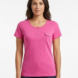 Tee shirt MAYFLOWER ASSIS3F Rose Fuchsia l &eacute;clat du coton avec col boutonn&eacute;