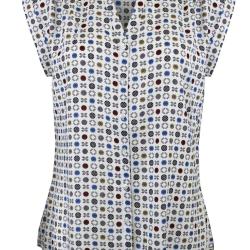 Chemisier manches courtes &agrave; motifs imprim&eacute;s CHF3040A