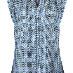 Chemisier manches courtes &agrave; motifs imprim&eacute;s CHF3041A