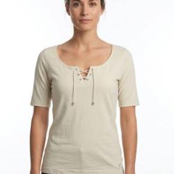 Tee shirt MAYFLOWER DAMOCLES2 beige &agrave; lacets l &eacute;l&eacute;gance des manches 3 4