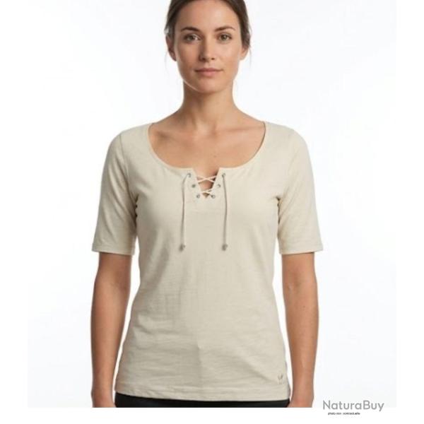 Tee shirt MAYFLOWER DAMOCLES2 beige � lacets l �l�gance des manches 3 4