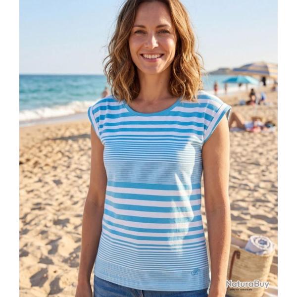 MAYFLOWER DARLING1 Tee shirt ray� bleu le confort stretch absolu