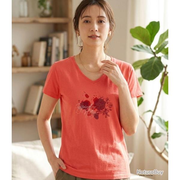 Tee shirt MAYFLOWER DELFINO2 col V �clat et douceur en coton rose