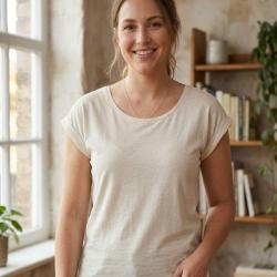 Tee shirt MAYFLOWER DELHI2 sans manches l &eacute;l&eacute;gance naturelle en coton flamm&eacute; beige