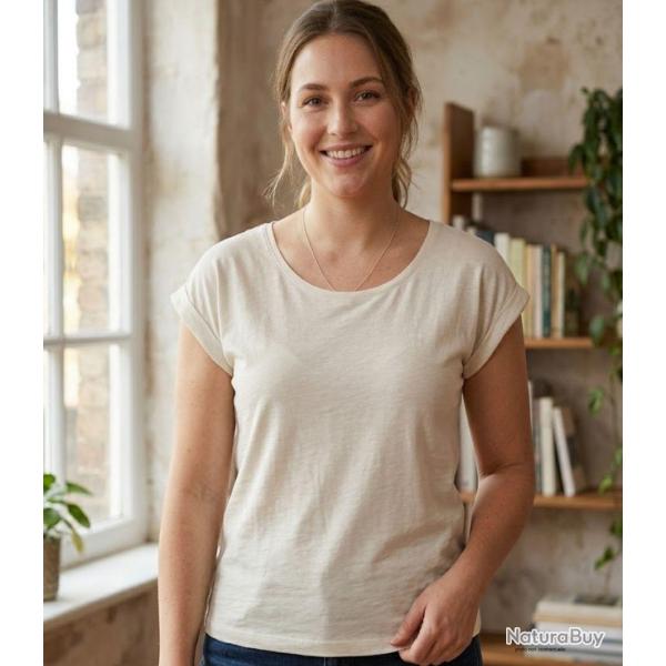 Tee shirt MAYFLOWER DELHI2 sans manches l �l�gance naturelle en coton flamm� beige