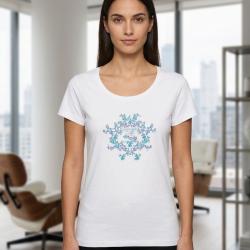 Tee shirt Mayflower Diapo2 en coton blanc l &eacute;l&eacute;gance d une s&eacute;rigraphie artistique
