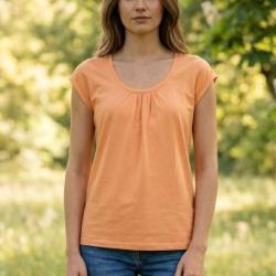 Tee shirt Mayflower Djibouti1 en coton bio l &eacute;l&eacute;gance du col bateau fronc&eacute;