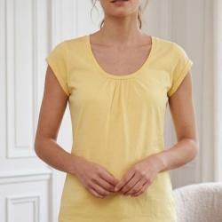 Tee shirt Mayflower Djibouti2 en coton bio la touche solaire du col bateau fronc&eacute;