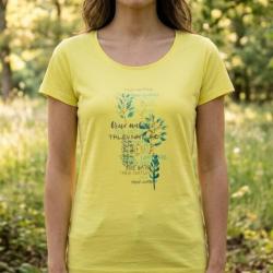 Tee shirt Mayflower Dojo1 en coton jaune l &eacute;clat de la nature et son motif Herbier