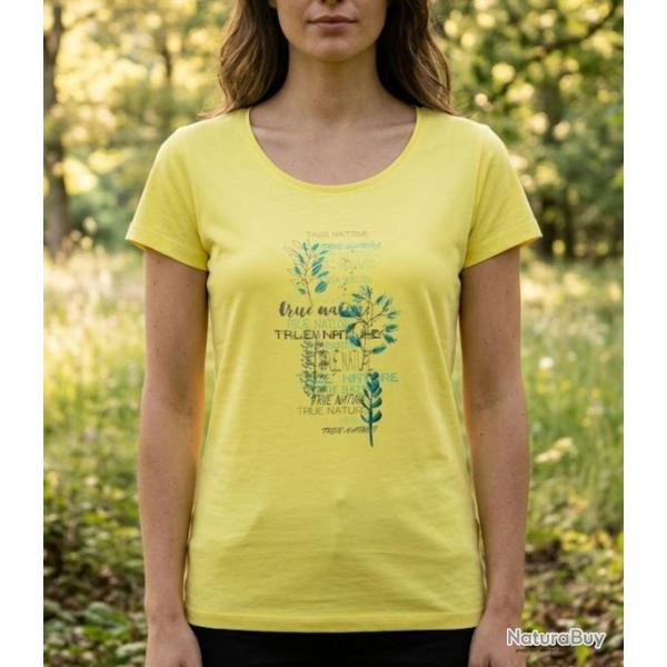 Tee shirt Mayflower Dojo1 en coton jaune l �clat de la nature et son motif Herbier