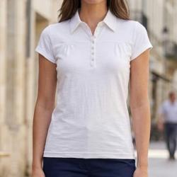 Polo Mayflower Dusty2 en coton flamm&eacute; blanc le chic minimaliste au confort textur&eacute;