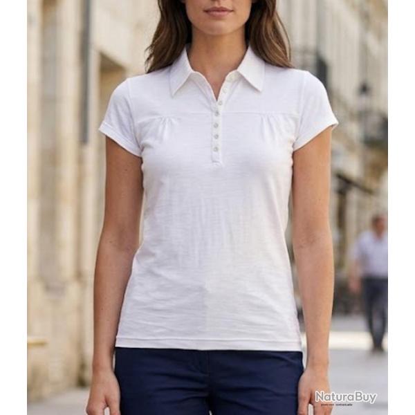 Polo Mayflower Dusty2 en coton flamm� blanc le chic minimaliste au confort textur�