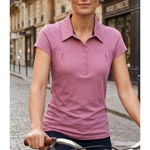 Polo MAYFLOWER DUSTY4 mauve � fronces l �l�gance f�minine en pur coton