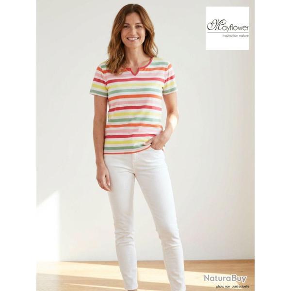 Tee shirt Col Fantaisie Femme Mayflower Echo1r Ray� Multicolore