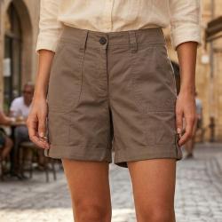 Short en coton Femme MAYFLOWER EXTRA2T le confort d une coupe &agrave; revers modulables