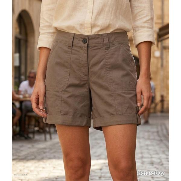Short en coton Femme MAYFLOWER EXTRA2T le confort d une coupe � revers modulables