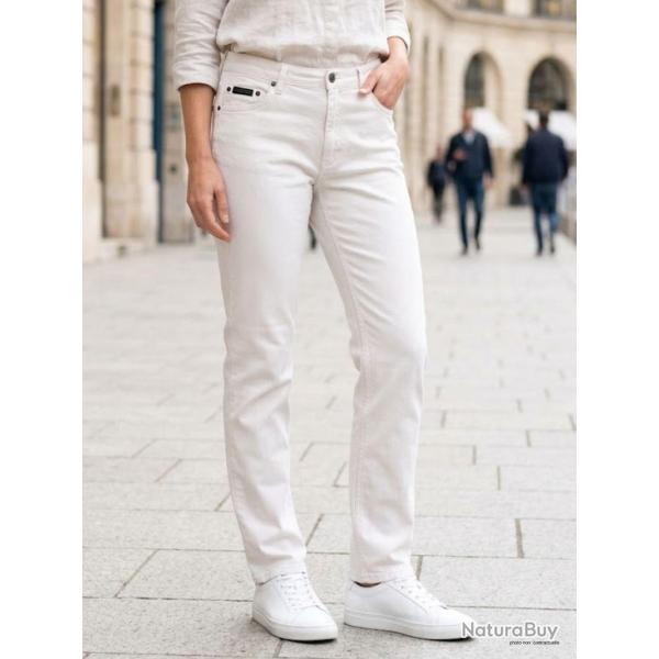 Pantalon Mayflower FIANA2 blanc coupe droite : le confort du stretch au quotidien 44