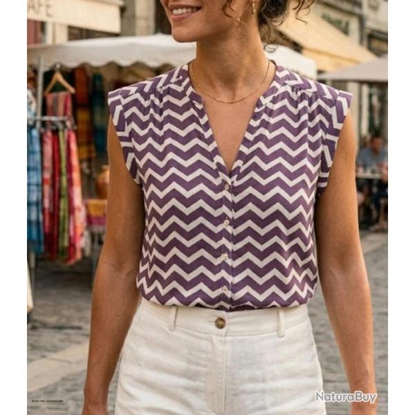 Chemisier sans manches MAYFLOWER LE1803 le top en viscose fluide pour un �t� �l�gant