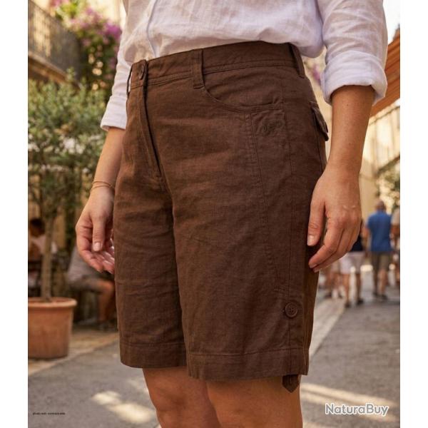Short grandes tailles Femme AXONE MAGO2 : l'�l�gance naturelle du coton et lin � longueur r�glable 4