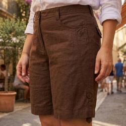 Short grandes tailles Femme AXONE MAGO2 l &eacute;l&eacute;gance naturelle du coton et lin &agrave; longueur r&eacute;glable