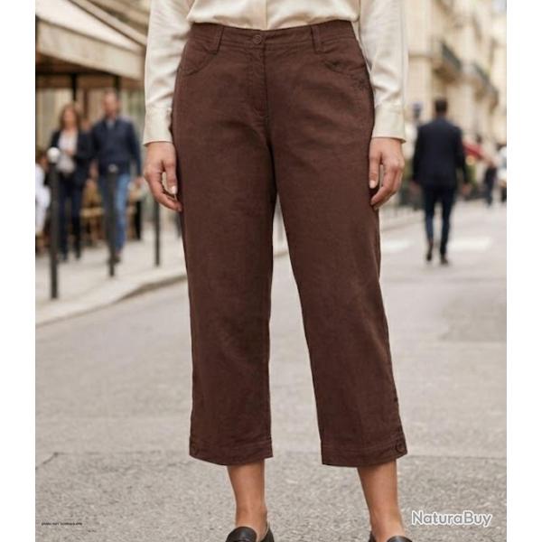 Pantacourt AXONE MARTY2 en lin pour femme le confort absolu en grandes tailles