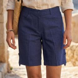 Short en lin Femme MAYFLOWER MIGUEL2 la fra&icirc;cheur naturelle d une coupe &agrave; longueur r&eacute;glable