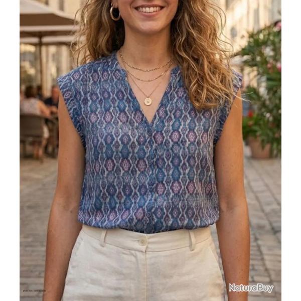 Chemisier sans manches MAYFLOWER N1121A : le top en viscose fluide pour un �t� frais et �l�gant 48