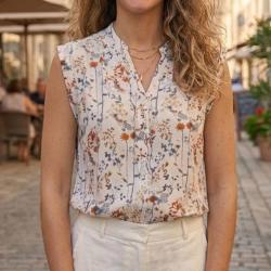 Chemisier sans manches MAYFLOWER N1121B : le top en viscose fluide pour une tenue d'&eacute;t&eacute; impeccable 4