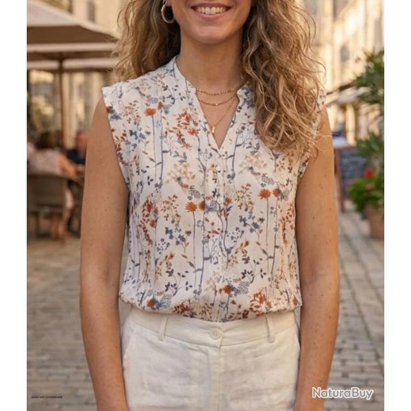 Chemisier sans manches MAYFLOWER N1121B : le top en viscose fluide pour une tenue d'�t� impeccable 4