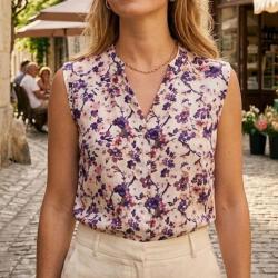 Chemisier sans manches MAYFLOWER N1130A le top en viscose fluide pour un &eacute;t&eacute; frais et &eacute;l&eacute;gant