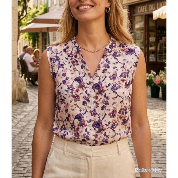 Chemisier sans manches MAYFLOWER N1130A le top en viscose fluide pour un �t� frais et �l�gant