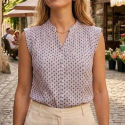 Chemisier sans manches MAYFLOWER N1131A le top en viscose fluide pour un &eacute;t&eacute; frais et &eacute;l&eacute;gant