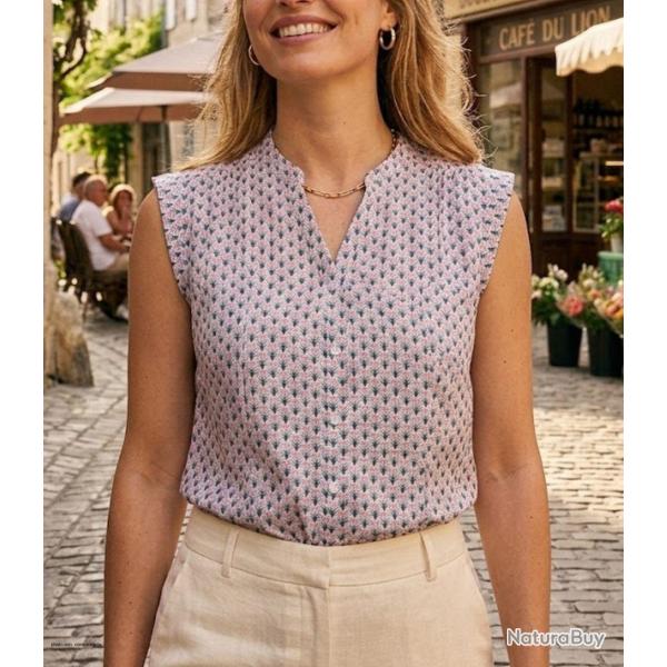 Chemisier sans manches MAYFLOWER N1131A le top en viscose fluide pour un �t� frais et �l�gant