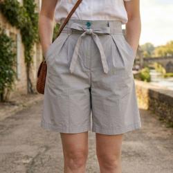 MAYFLOWER SE1105T : Short mi-long pour femme au style &eacute;l&eacute;gant avec ceinture 38