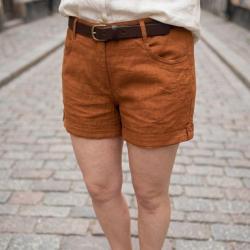 Short en lin et coton femme orange MAYFLOWER T1102A la fra&icirc;cheur et le style vitamin&eacute; pour l &eacute;t&eacute;