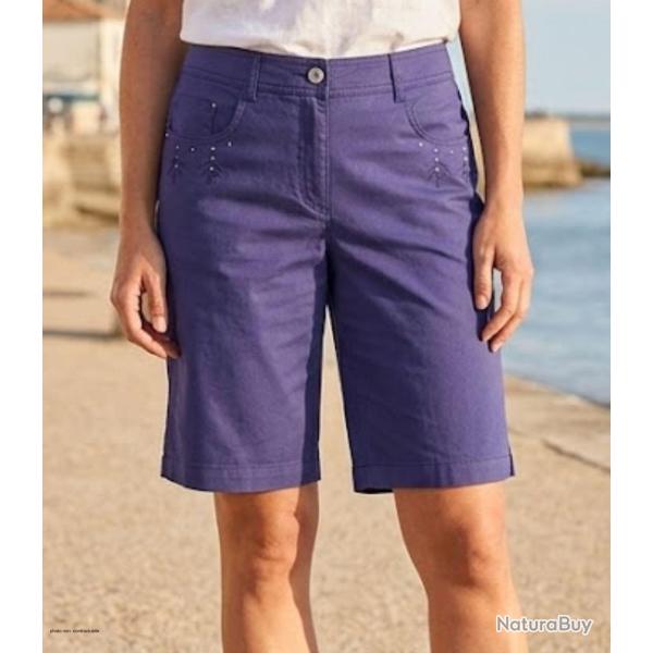 MAYFLOWER Bermuda en coton stretch Marine confort et d�tails scintillants