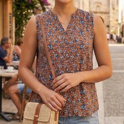 Chemisier sans manches VOLTIGE1 MAYFLOWER La fluidit&eacute; de la pure viscose pour une allure estivale &eacute;c