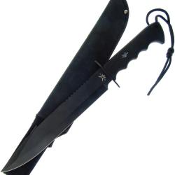 Commander Bowie noir acier inoxydable caoutchouc Clip-Point tranchant lisse