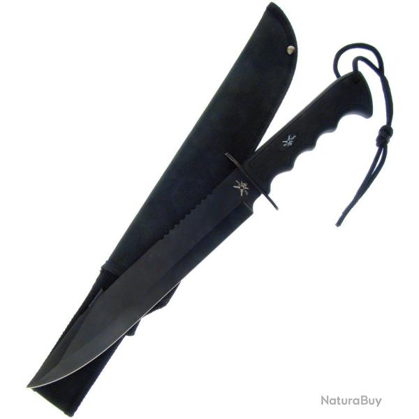 Commander Bowie noir acier inoxydable caoutchouc Clip-Point tranchant lisse