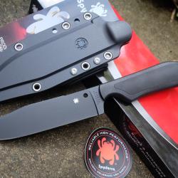 Couteau Spyderco Street Bowie Perrin Black Military Lame Acier VG-10 Manche FRN Etui Kydex Japan