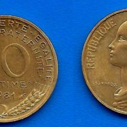 France 10 Centimes 1981 Lagriffoul Piece Franc Centime Francs