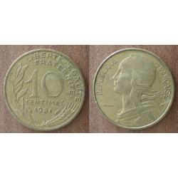 France 10 Centimes 1981 Lagriffoul Piece Franc Centime Francs