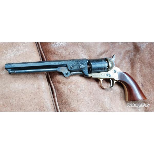 Colt 1851 cal 36 laiton carcasse grav�e Flilli Pieta